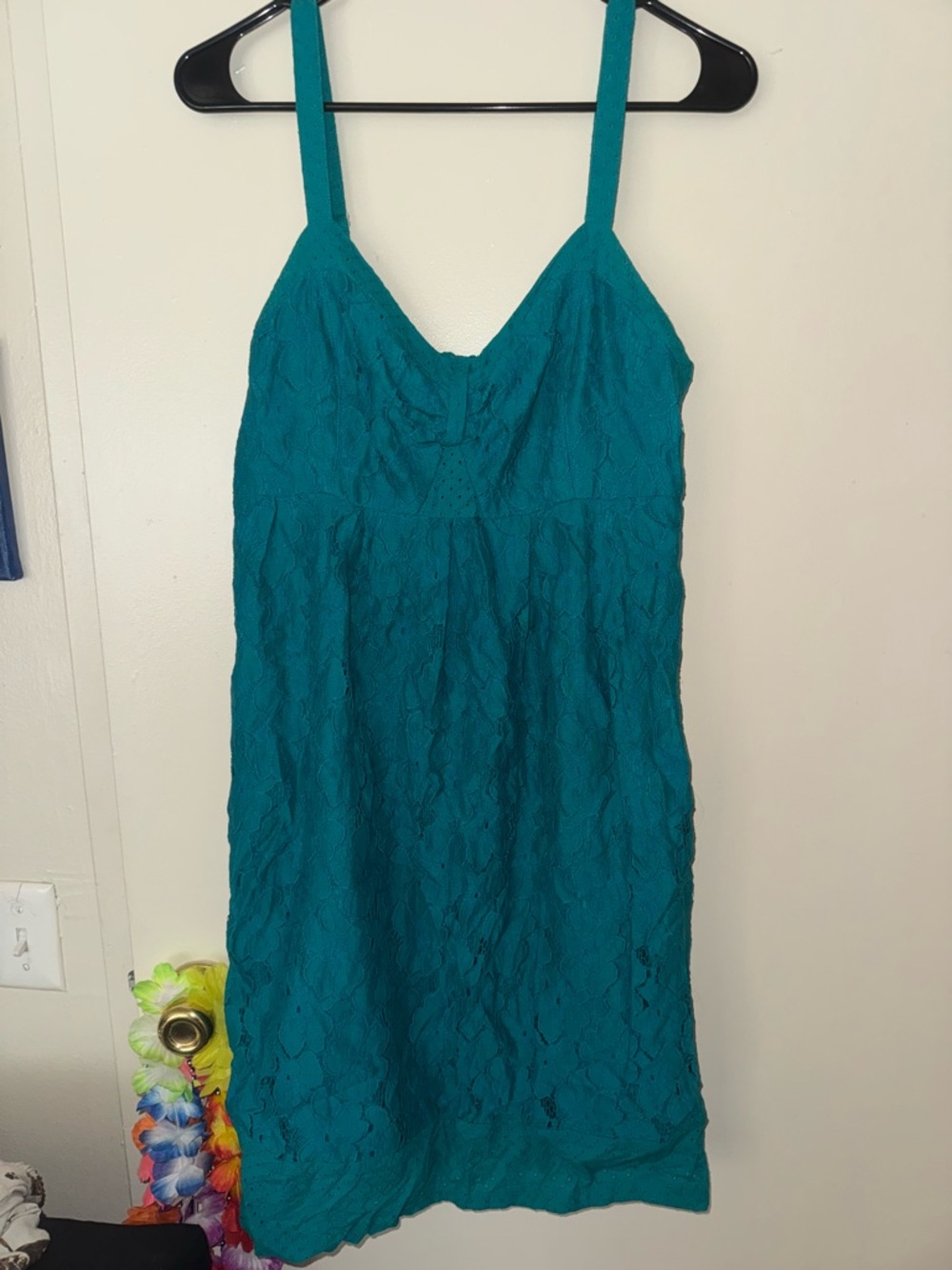 I Heart Ronson Teal Lace Slip Dress